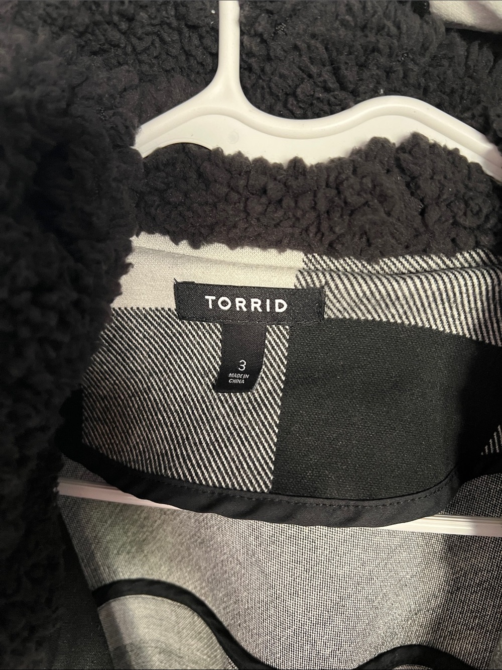 torrid Black, White & Gray Plaid Hooded Toggle Coat - Picture 2 of 7